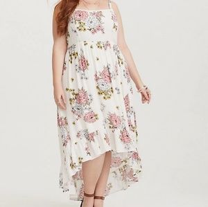 TORRID white floral ruffle trim dress